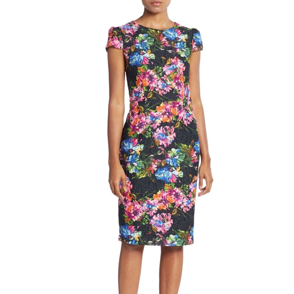 EUC Betsey Johnson Floral Lace Sheath Dress